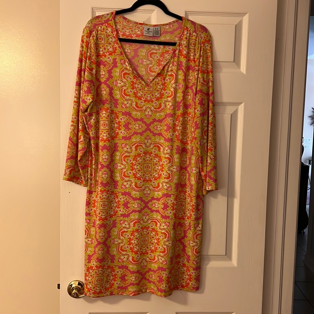Caribbean Joe dress; Pink, green,; XL